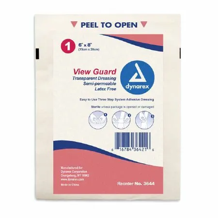 Dynarex - View Guard - 3644 - Transparent Film Dressing View Guard 6 X 8 Inch 2 Tab Delivery Rectangle Sterile