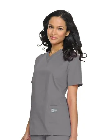 Landau Uniforms - 70221GREYLGE - Scrub Shirt Large Steel Gray 3 Pockets Short Set-in Sleeve Female