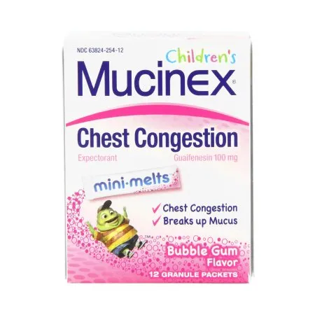 Reckitt Benckiser - Children's Mucinex Mini-Melts - 63824025412 - Children's Cold and Cough Relief Children's Mucinex Mini-Melts 100 mg - 5 mg Strength Powder 12 per Box