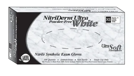 Innovative Healthcare - NitriDerm Ultra White - 167100 - Exam Glove Nitriderm Ultra White Small Nonsterile Nitrile Standard Cuff Length Fully Textured White Not Rated