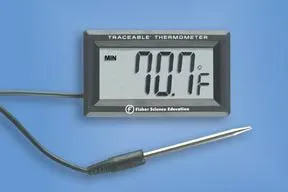 PANTek Technologies - Fisher Scientific Traceable - S90862 - Digital Laboratory Thermometer Fisher Scientific Traceable Fahrenheit / Celsius -58° To +572°f (-50° To +300°c) Stainless Steel Probe Wall Mount Battery Operated