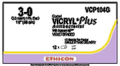 Ethicon - VCP105G - Suture 2-0 12-18in Vicryl Plus Antibacterial Vil. Brd.