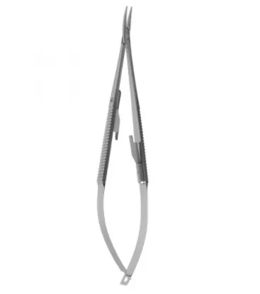 V. Mueller - OP0908-703 - Needle Holder 5-1/2 Inch Length Curved Jaw 10 mm Flat Serrated Handle
