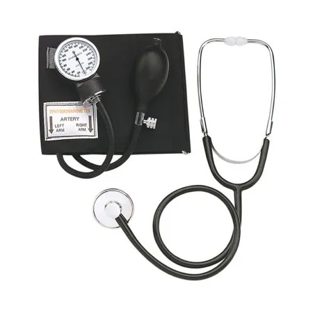 Mabis Healthcare - HealthSmart - 04-176-026 - Reusable Aneroid / Stethoscope Set HealthSmart 33 to 43 cm Large Adult Cuff Single Head General Exam Stethoscope Pocket Aneroid