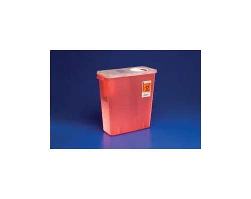 Cardinal - In-Room - 8527R - Sharps Container In-Room Translucent Red Base 13-3/4 H X 13-3/4 W X 6 D Inch Vertical Entry 3 Gallon