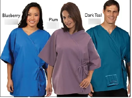 Fashion Seal Uniforms - 639-Ns - Exam Jacket Blueberry One Size Fits Most Front Opening Waist Tie Closure Unisex