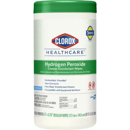 Clorox - 30825 - Healthcare Healthcare Surface Disinfectant Cleaner Premoistened Peroxide Based Manual Pull Wipe 155 Count Canister Unscented NonSterile