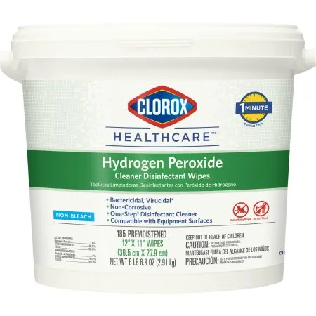 Clorox - 30826 - Healthcare Healthcare Surface Disinfectant Cleaner Premoistened Peroxide Based Manual Pull Wipe 185 Count Pail Unscented NonSterile