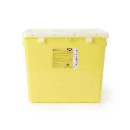 McKesson - 2258 - Prevent Chemotherapy Waste Container Prevent Yellow Base 13 1/2 H X 17 3/10 W X 13 L Inch Vertical Entry 8 Gallon