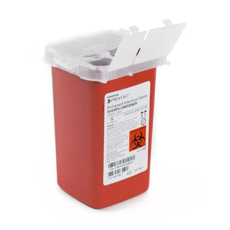 McKesson - McKesson Prevent - 65 - Sharps Container McKesson Prevent Red Base 6-1/4 H X 4-1/4 W X 4-1/4 D Inch Vertical Entry 0.25 Gallon