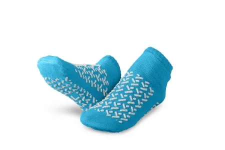 Medline - MDTDBLTREADL - Slipper Socks Medline Large Blue Ankle High