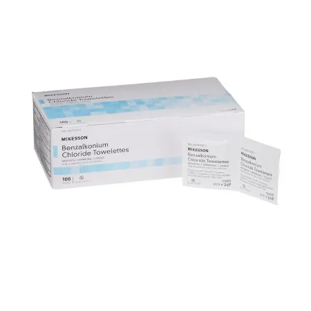 McKesson - 269 - Sanitizing Skin Wipe  Individual Packet BZK (Benzalkonium Chloride) Unscented 100 Count