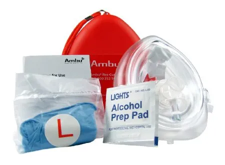 Acme United - Ambu First Aid Only - M573-AMBU - AMBU CPR Mask (EMT Grade) With Gloves And Wipes.