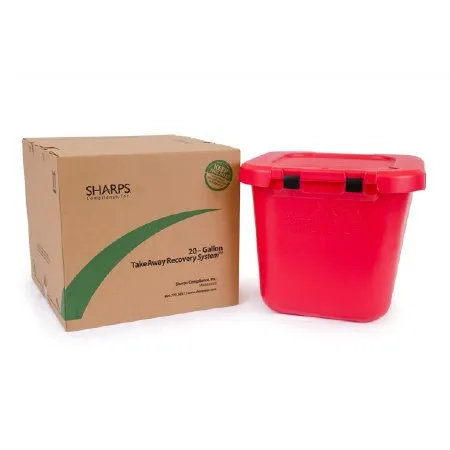 Sharps Compliance - TakeAway Recovery System - 80020 - Mailback Sharps Container TakeAway Recovery System Red Base 21-1/2 L X 21-1/4 W X 18-1/2 H Inch Horizontal / Vertical Entry 20 Gallon