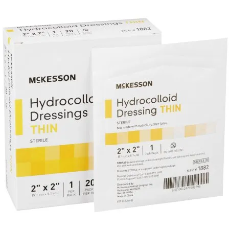 McKesson - 1882 - Thin Hydrocolloid Dressing McKesson 2 X 2 Inch Square