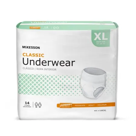 McKesson - UWEXL - Classic Unisex Adult Absorbent Underwear Classic Pull On with Tear Away Seams X Large Disposable Light Absorbency