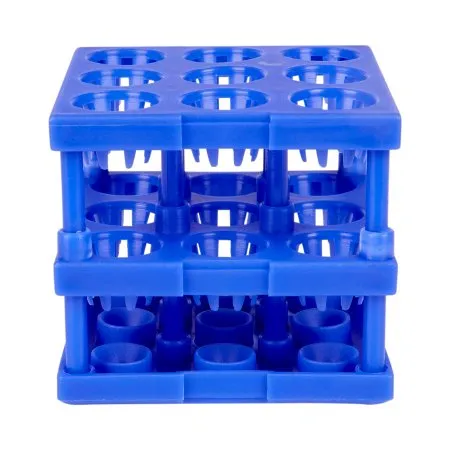 McKesson - 3096 - Tube Cube Rack McKesson 9 Place 8 to 16 mm Tube Size Blue 3 X 3 X 3 Inch