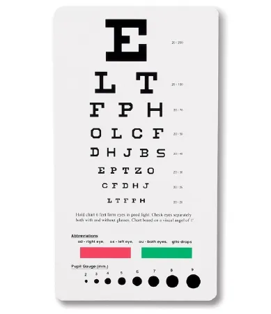 Prestige Medical - 3909 - Eye Chart 6 Foot Distance Acuity Test