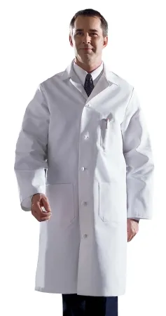 Medline - MDT17WHT40 - Lab Coat White Size 40 Knee Length 100% Cotton Reusable