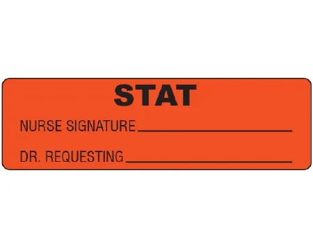 Shamrock Scientific - STAT-1000 - Pre-printed Label Shamrock Advisory Label Red Stat / Nurse Signature _____ / Dr. Requesting _____ Black Alert Label 3/4 X 2-1/2 Inch
