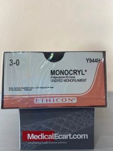 Ethicon Suture                  - Y944h - Ethicon Monocryl (Poliglecaprone 25) Suture Taper Point Size 30 36" Undyed Monofilament 3dz/Bx