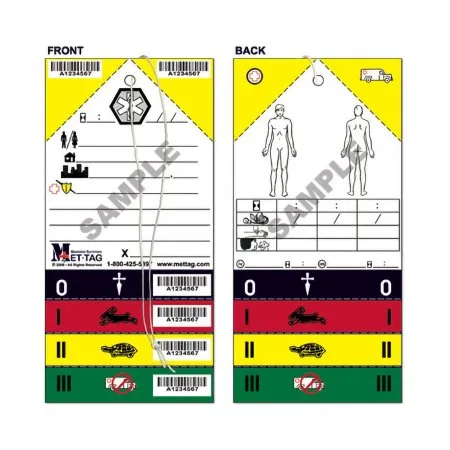 Mettag Products - Mettag - Mt-137 - Triage Tag Mettag For Emergency Sites Green / White / Yellow 4 X 8-1/4 Inch Blood / Water Proof