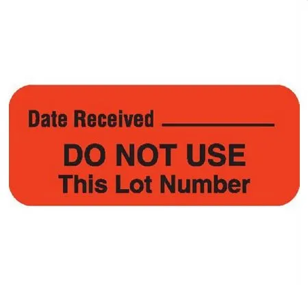 Market Lab - 8032 - Pre-Printed / Write On Label Advisory Label Orange Paper Date Received _________ / DO NOT USE This Lot Number Black Quality Control Label 31/50 X 1-1/2 Inch
