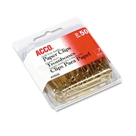 ACCO - ACC-72532 - Gold Tone Paper Clips, Jumbo, Smooth, Gold, 50/box