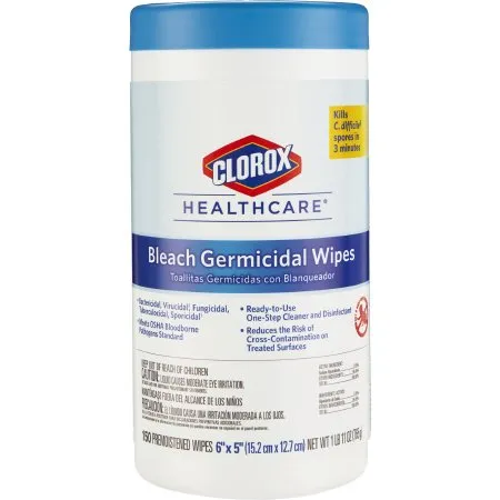 Clorox - 30577 - Wipes, Bleach Germicidal, 6 x 5, 150/can, 6/cs (70 cs/plt) (Continental US Only)