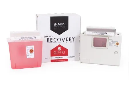 Sharps Compliance - Sharps Recovery System - 10501-INTRO - Mailback Sharps Container Intro Kit Sharps Recovery System Translucent Red Base 12-1/4 L X 4-3/4 W X 10-1/2 H Horizontal Entry 1.35 Gallon