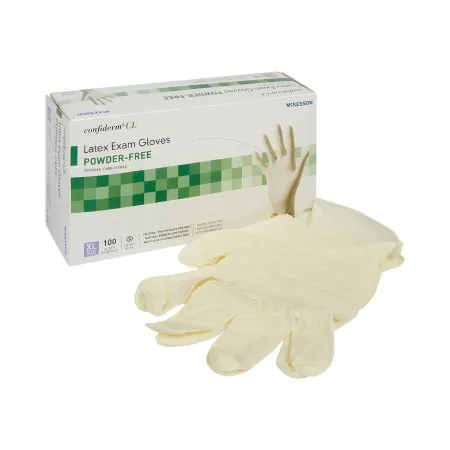 McKesson - 14-430 - Confiderm Exam Glove Confiderm X Large NonSterile Latex Standard Cuff Length Textured Fingertips Ivory Not Rated