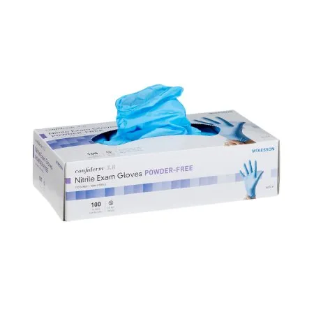 McKesson - 14-688 - Confiderm 3.8 Exam Glove Confiderm 3.8 Large NonSterile Nitrile Standard Cuff Length Textured Fingertips Blue Not Rated