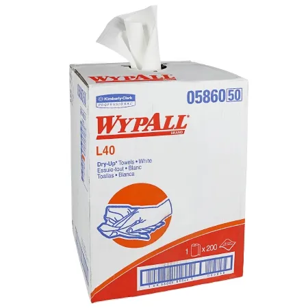 Kimberly Clark - WypAll L40 Dry-Up - 05860 - Hygienic Towel Wypall L40 Dry-up Light Duty White Nonsterile Double Re-creped 19-1/2 X 42 Inch Disposable