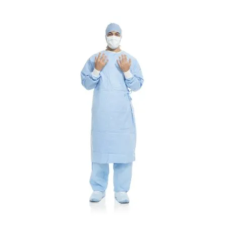 O & M Halyard - Aero Blue - 41734 - O&M Halyard  Surgical Gown with Towel  X Large Blue Sterile AAMI Level 3 Disposable
