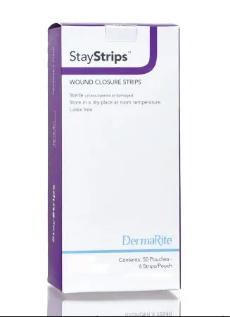 DermaRite Industries - From: 72251 To: 72540  StayStripsSkin Closure Strip StayStrips 1/4 X 3 Inch Nonwoven Material Flexible Strip White