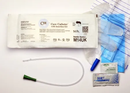 Convatec Cure Medical - Cure Medical - M14UK -  Intermittent Catheter Tray  U Shape Straight Tip 14 Fr. Uncoated PVC
