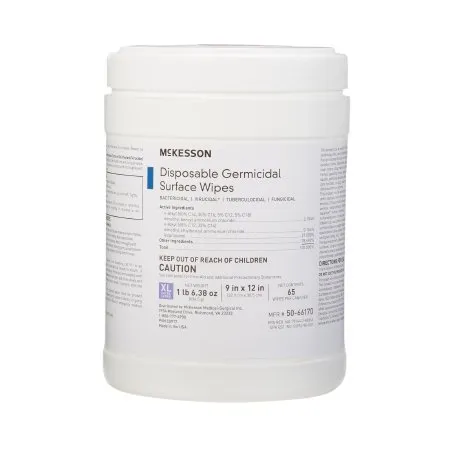 McKesson - 50-66170 - Surface Disinfectant Premoistened Manual Pull Wipe 65 Count Canister Alcohol Scent NonSterile