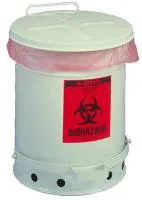 Vwr International - Justrite - 56617-830 - Biohazard Waste Container Justrite White Base 15-7/8 H X 11-7/8 Diameter Inch Vertical Entry 6 Gallon