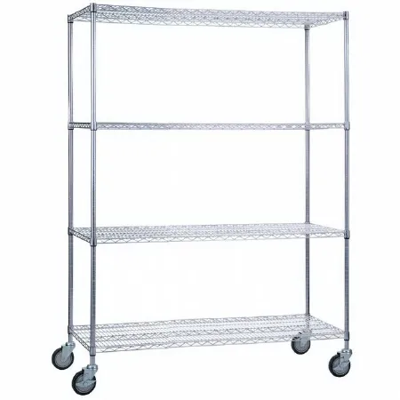 R & B Wire Products - LC186072 - Linen Cart 4 Shelves 500 Lbs. Weight Capacity Chrome Plated 5 Inch Casters, 2 Locking