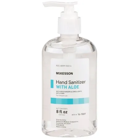 McKesson - From: 16-1068 To: 16-1069 - Hand Sanitizer with Aloe 8 oz. Ethyl Alcohol Gel Pump Bottle