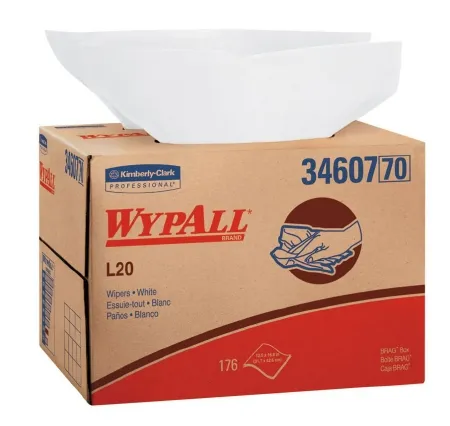 Kimberly Clark - WypAll L20 - 34607 - Task Wipe Wypall L20 Light Duty White Nonsterile 4 Ply Tissue 12-1/2 X 16-4/5 Inch Disposable