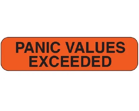 Shamrock Scientific - UPCR-1024 - Pre-printed Label Shamrock Advisory Label Red Vac Panic Values / Exceeded Black Safety And Instructional 5/16 X 1-1/4 Inch