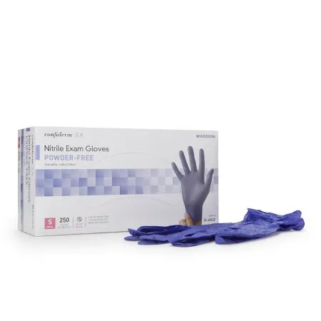 McKesson - 14-6N32 - Confiderm 3.0 Exam Glove Confiderm 3.0 Small NonSterile Nitrile Standard Cuff Length Textured Fingertips Blue Not Rated