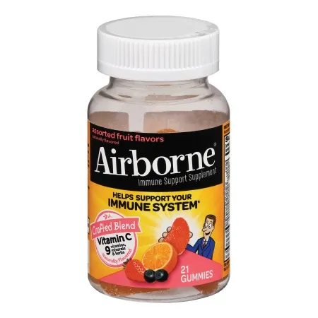 Reckitt Benckiser - Airborne Immune Support - 64786518572 - Multivitamin Supplement Airborne Immune Support Vitamin A / Ascorbic Acid 200 IU - 1000 mg Strength Gummy 21 per Bottle Assorted Fruit Flavor
