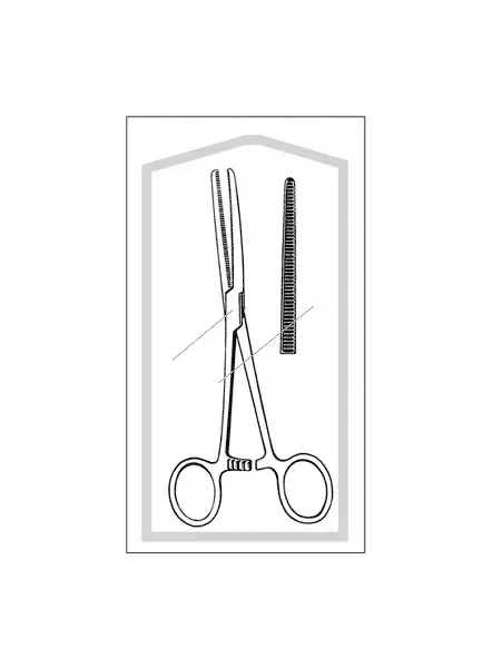Sklar - Econo - 96-2548 - Hemostatic Forceps Econo Rochester-Pean 8-1/2 Inch Length Floor Grade Pakistan Stainless Steel Sterile Finger Ring Handle Curved Horizontally Serrated Jaws, Blunt Tip