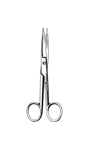 Sklar - Econo - 96-2593 - Operating Scissors Econo 4-1/2 Inch Length Floor Grade Stainless Steel Sterile Finger Ring Handle Straight Sharp Tip / Sharp Tip