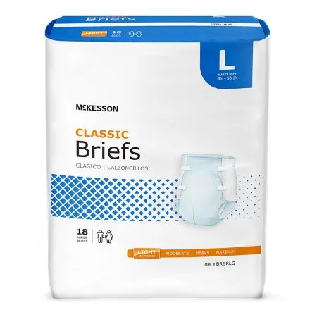 McKesson - BRBRLG - Classic Unisex Adult Incontinence Brief Classic Large Disposable Light Absorbency