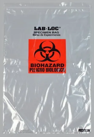 Elkay Plastics - Lab-Loc - From: LABZ1420B To: LABZ2024BC - Lab Loc Specimen Transport Bag with Document Pouch Lab Loc 14 X 20 Inch Zip Closure Biohazard Symbol NonSterile