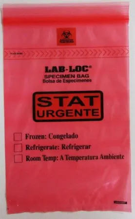 Elkay Plastics - From: LABZ69RST To: LABZ69YST - Lab Loc Specimen Bags with Removable Biohazard Symbol Printed STAT"