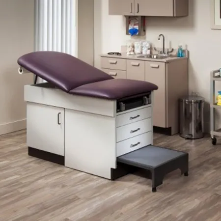 Clinton Industries - 8890-BLK-SLTGRY - Family Practice Exam Table With Step Stool Fixed Height